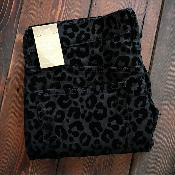 Madewell NWT 9” Skinny Jeans Flocked Leopard Sz 27 - Picture 4 of 8